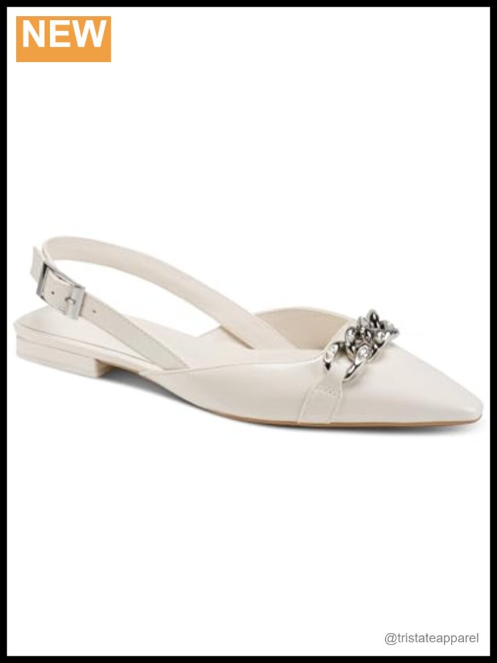 DKNY Cosetta Slingback Pointed Toe Ballet Flats with Embellishments